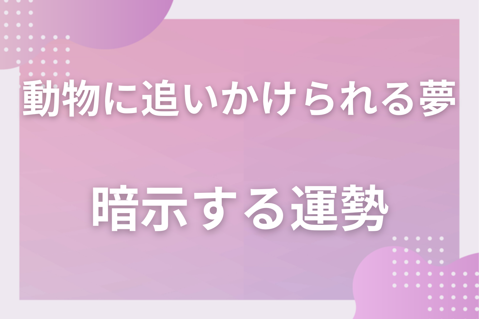 動物に追いかけられる夢が暗示する運勢