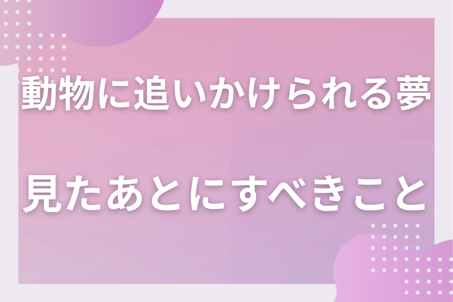 動物に追いかけられる夢を見たあとにすべきこと