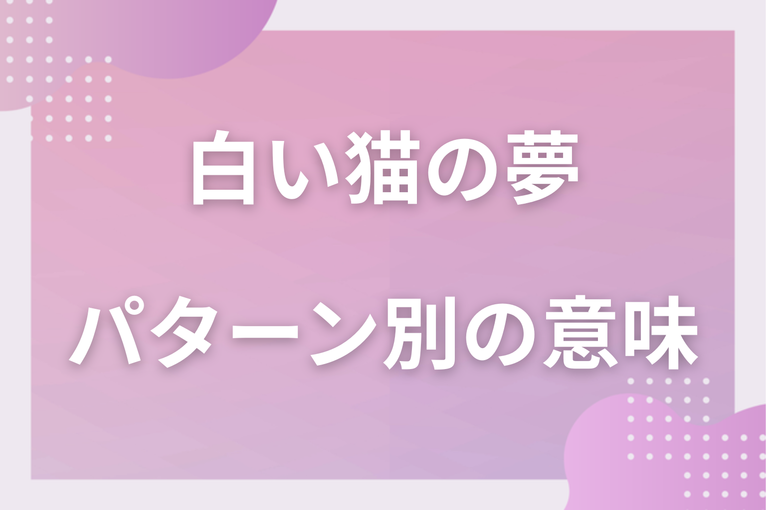 パターン別｜白い猫の夢の意味