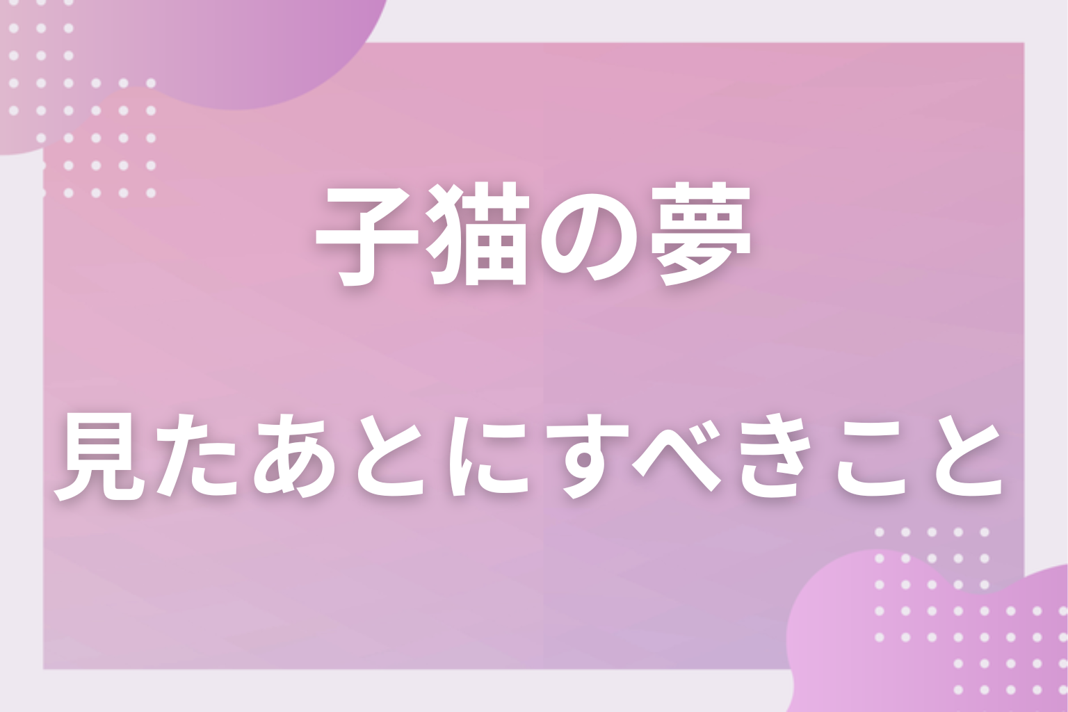 子猫の夢を見たあとにすべきこと