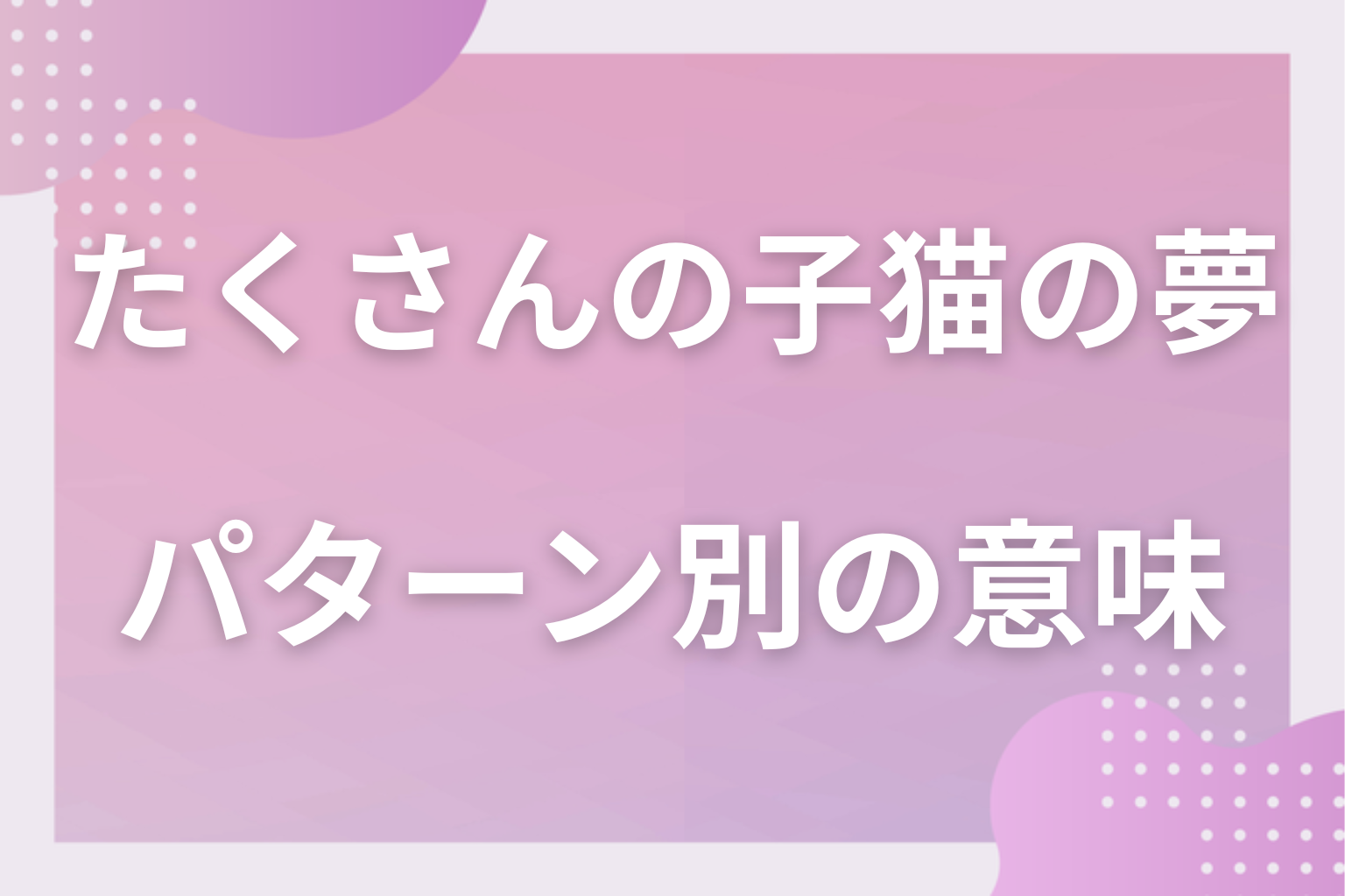 パターン別｜たくさんの子猫の夢の意味