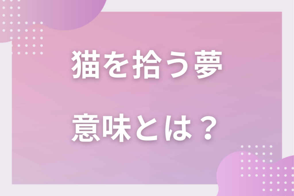 【夢占い】猫を拾う夢の意味とは？状況別の深層心理や良い夢や悪い夢かを解説