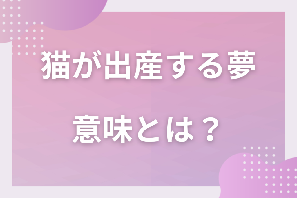 【夢占い】猫が出産する夢の意味とは?状況別の深層心理や良い夢や悪い夢かを解説