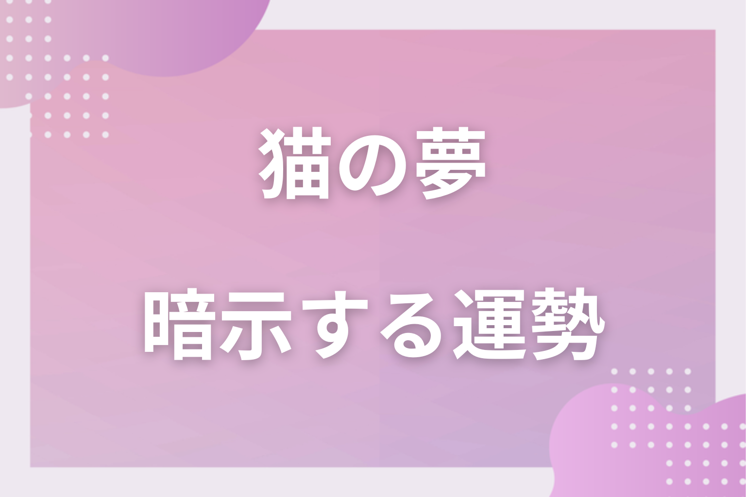 猫の夢が暗示する運勢