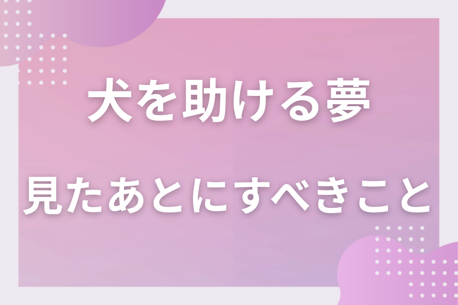 犬を助ける夢を見たあとにすべきこと