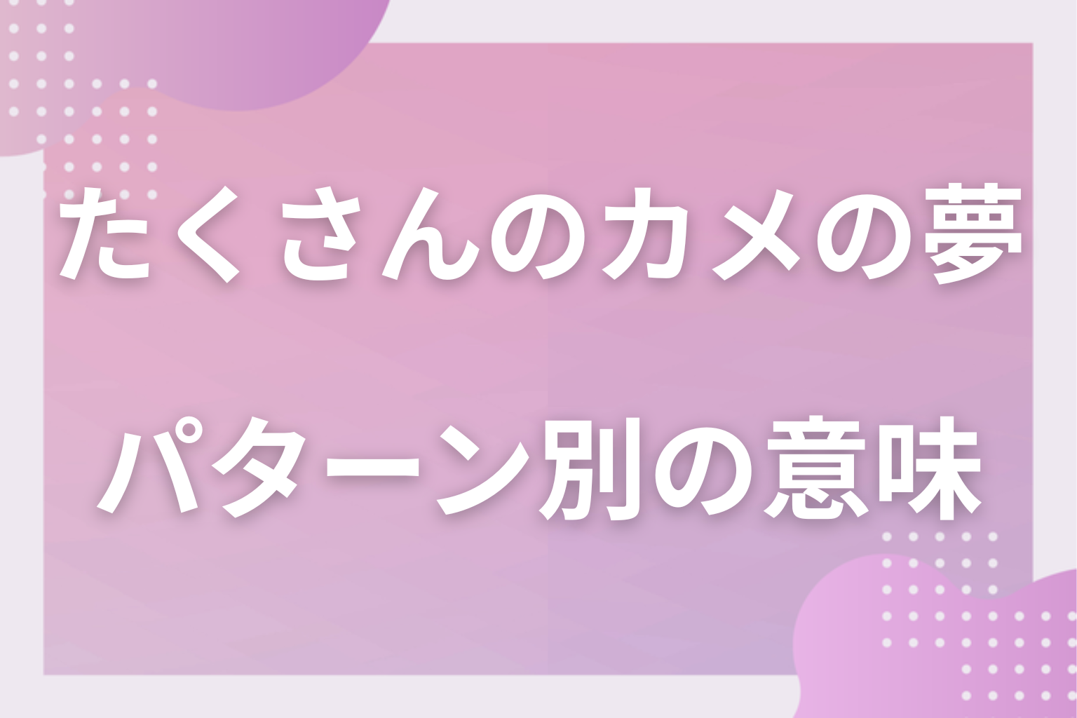 パターン別|たくさんのカメの夢の意味