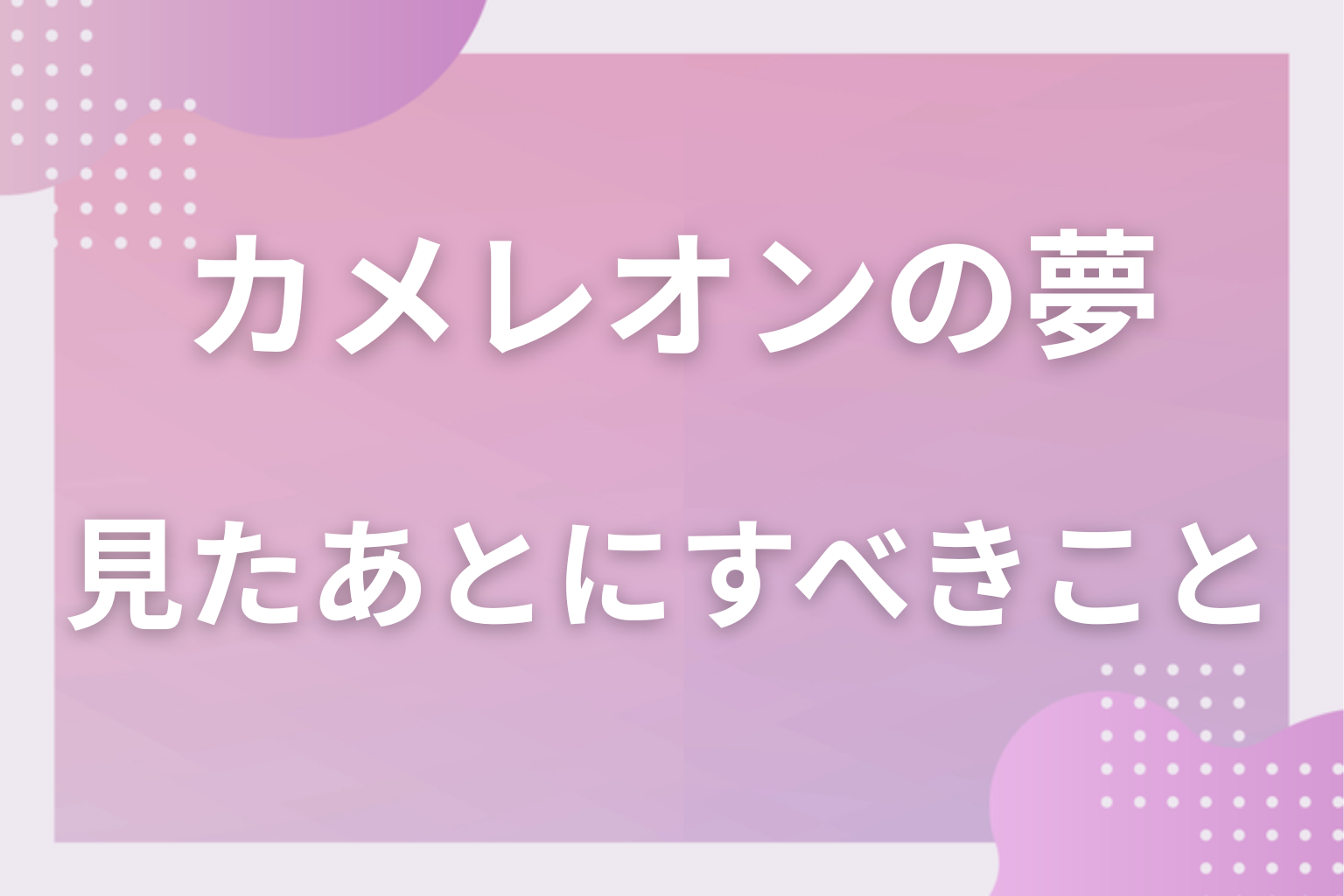 カメレオンの夢を見たあとにすべきこと